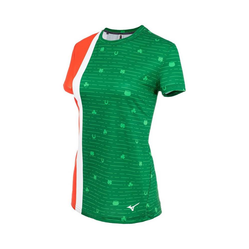 Camisetas Mizuno Printable Short Sleeve Para Mujer Verdes 2876105-WS